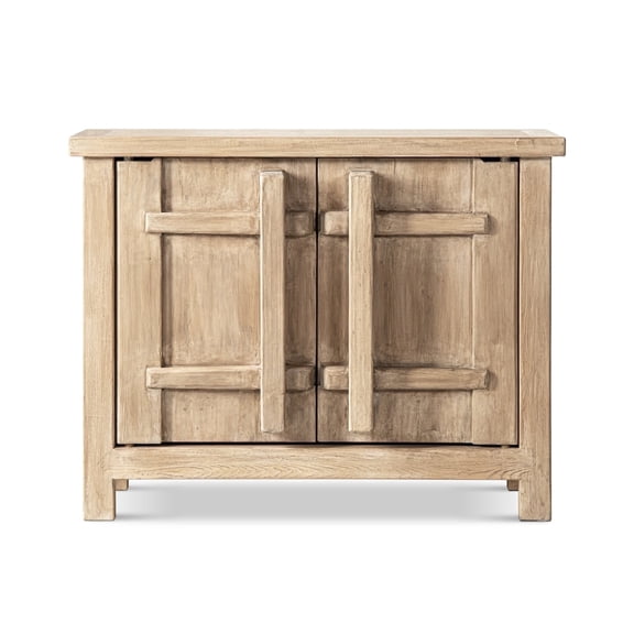 Rowan 48" Solid Reclaimed Pine 2-Door Crossbar Accent Storage Cabinet Heritage Light Natural Brown