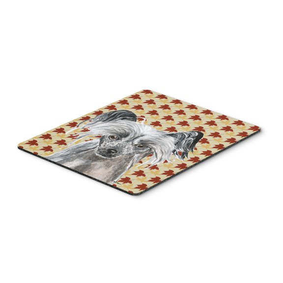 "Chinese Crested Fall Leaves Mouse Pad Hot Pad or Trivet"