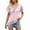 Pink, variant on Womens Blouses Summer Hollow Out Lace Trimmed Solid Color Yoke Blouse T Shirt Casual Top Fashion Trendy Clothes