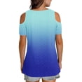 thumbnail image 5 of Women Cold Shoulder Tops Short Sleeve V Neck Summer Tee 2025 Fashion Outfits Casual Gradient Color T Shirts, 5 of 7
