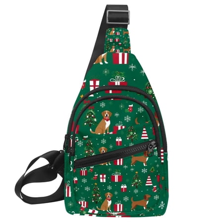 ERJLKXP Christmas Animal Dog Small Mens Women Crossbody Chest Bag, Travel Over Shoulder Sling Bag Backpack Men Side Bag,Daypack