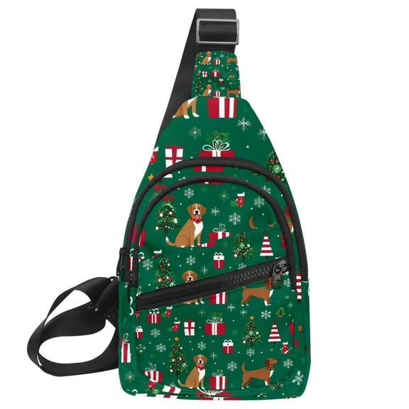ERJLKXP Christmas Animal Dog Small Mens Women Crossbody Chest Bag, Travel Over Shoulder Sling Bag Backpack Men Side Bag,Daypack