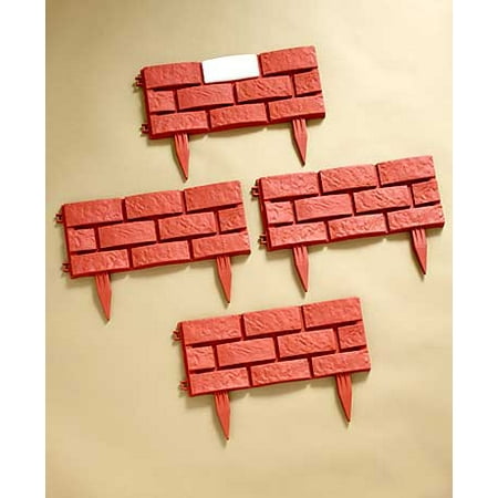 Brick Paver Patio Edging Solar Lighted Brick Look Garden Border Flowerbed Border Landscape Edging Yard (Terra Cotta) ()