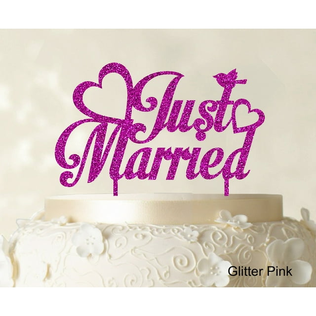 Just Married Wedding Cake Topper Custom Name Cake Topper Color Option Available 5-7 Inches Wide
