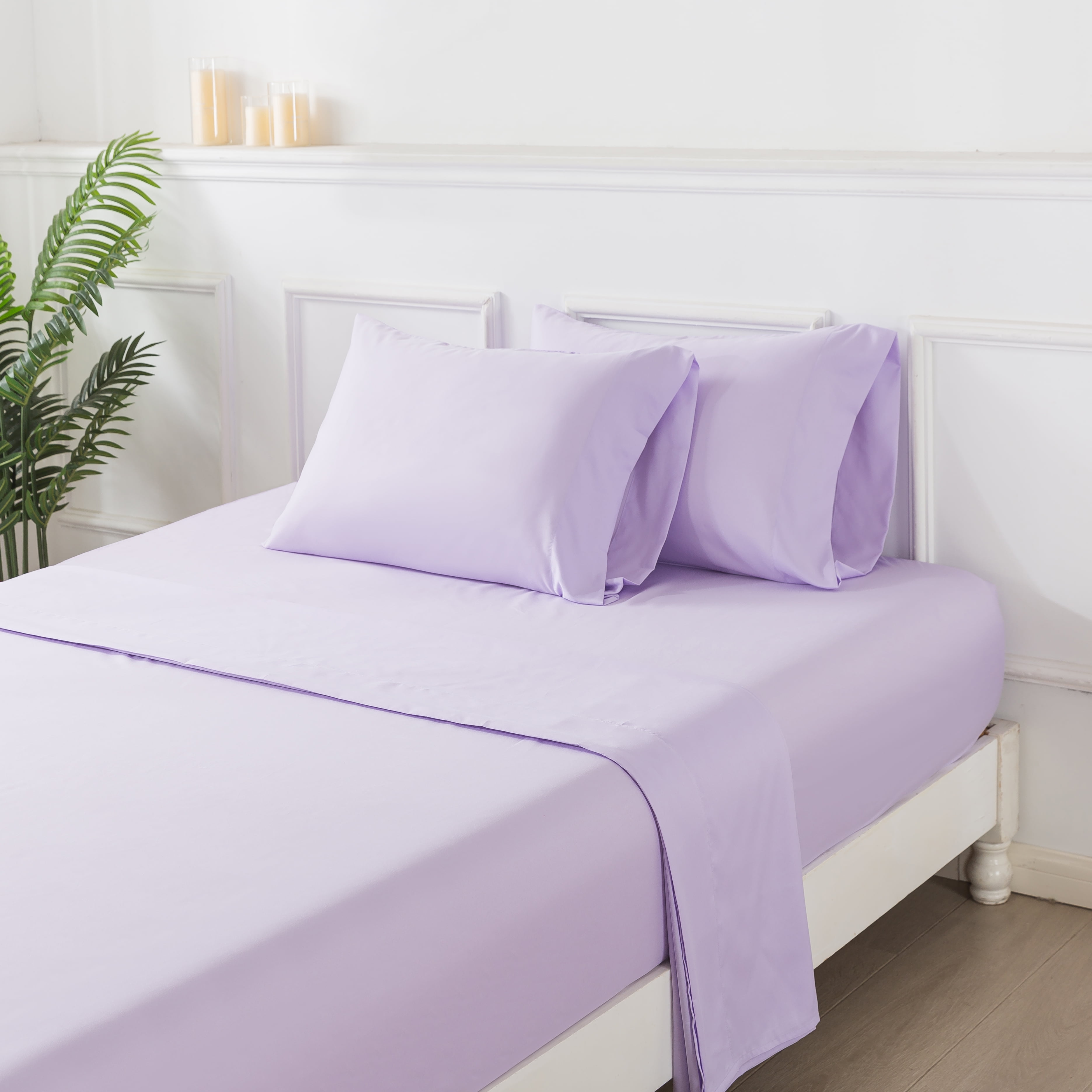 Your Zone 7-Piece Purple Metallic Foil Cheetah Bedding Set for Kids with Storage Bag, Full