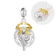 thumbnail image 3 of 925 Sterling Silver Two Tone Horn Goat Skull Dangle Charm for Bracelet Charms Bangle Pendant Jewelry, 3 of 3