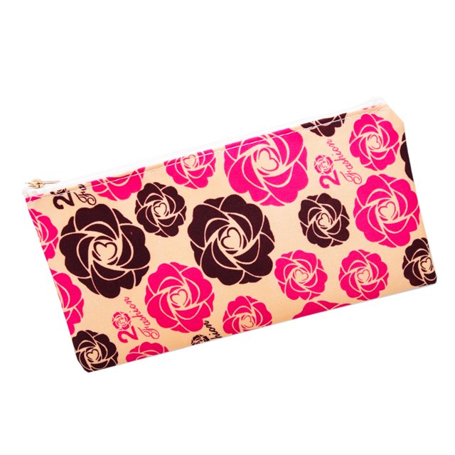 Bolsa de maquillaje cosméticos Colcomx Colorido con cremallera para mujeres y niñas Rosas 24 x 12 x 0.5cm