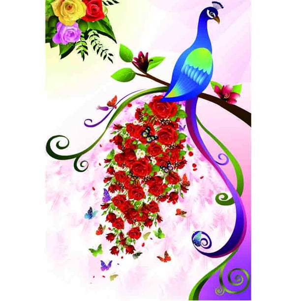 Pintura de diamante (DE4619) Cuadrado 5D DIY Bordado de pavo real (W490) 40x50cm Hugtrwg Para estrenar