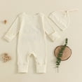 thumbnail image 3 of Okbabeha Im New Here Newborn Outfit Boy Long Sleeve Letter Romper Ribbed Knit Jumpsuit Baby Boy Preemie Coming Home Outfit, 3 of 4