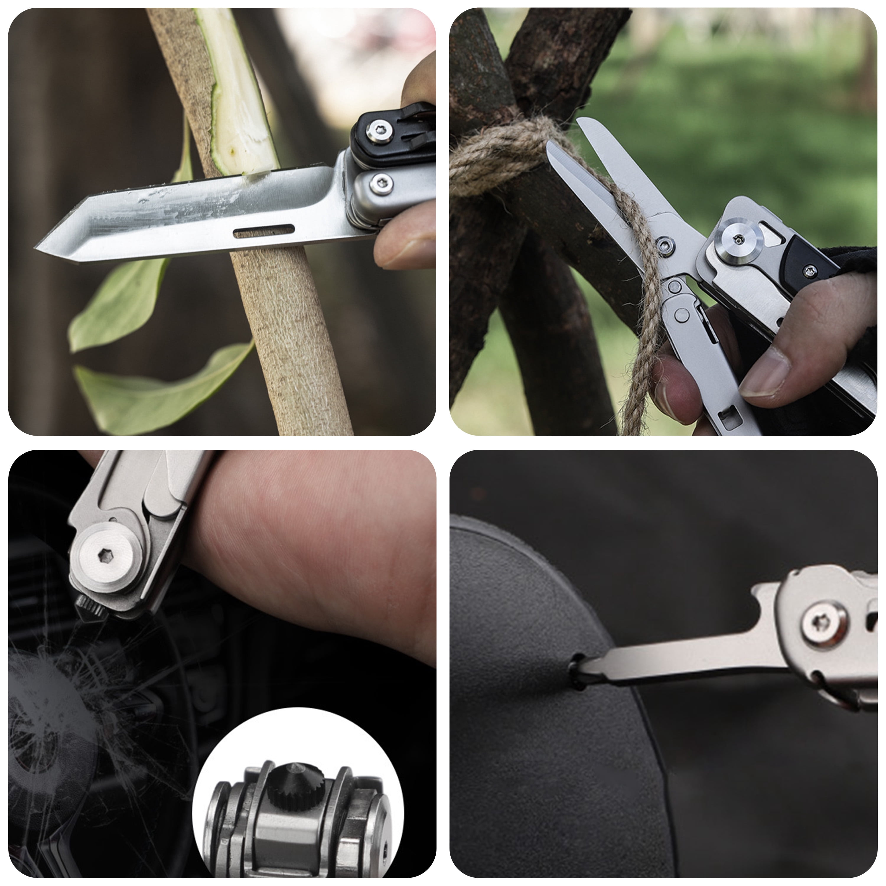 HFS(R) Multi-Tool for Camping Stainless Steel Multi-Functional Scissors Foldable with Drawstring Bag Pocket Multitools for Outdoor Activities and DIY