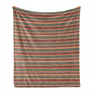 Tribal Soft Flannel Fleece Throw Blanket, Repetitive Pattern with Colorful Stripes Arrows Triangles and Rhombs, Cozy Plush for Indoor and Outdoor Use, 50" x 70", Multicolor, by Ambesonne