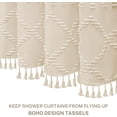 thumbnail image 3 of CAILDANL Boho White Woven Fabric Shower Curtain with Tassel 72 x 72 Modern Farmhouse Minimalist, Tufted Chevron Striped Shabby Chic Textured, Water Resistant Cloth Curtain for Bathroom, Hotel Decor, 3 of 7
