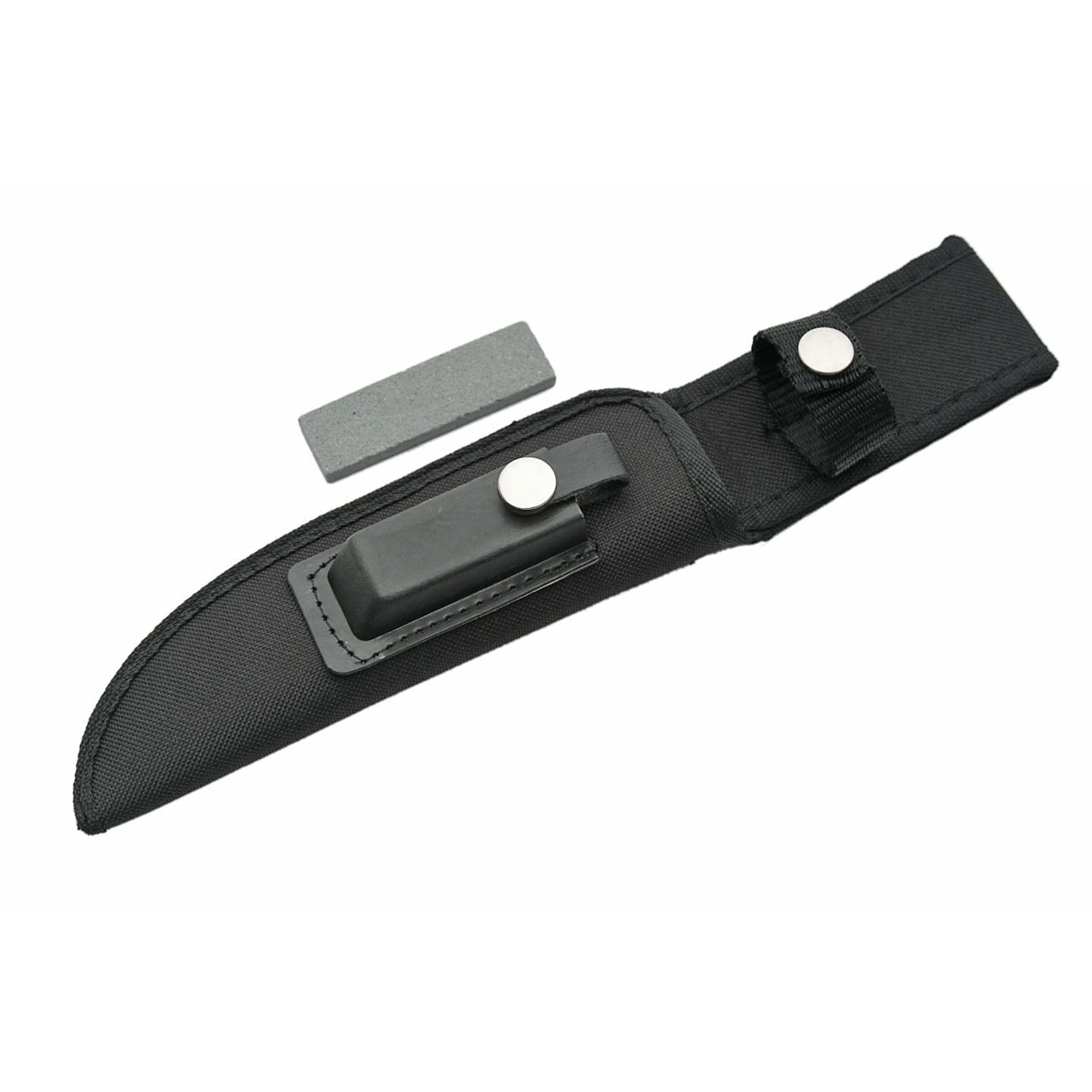 SZCO 12 Inch Black Survival Knife Full Tang Metal Handle Compass Pommel Survival Kit Nylon Sheath with Sharpener Camping Hiking Knife