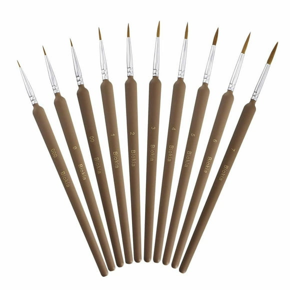 Artisan's Touch Detail Paint Brush Set - 10pcs Miniature Paint Brushes for Acrylic Painting, Watercolor - Coffee Color Collection