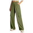 thumbnail image 2 of Afdoent Womens Leggings Ladies High Waisted Casual Wide Leg Womens Cargo Pants Baggy Cargos Pants With Pockets Leggings For Women Running Exercise, 2 of 6