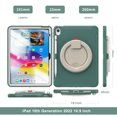 thumbnail image 3 of Kids Friendly Hybrid Case for iPad 10th Gen 10.9 Inch 2022, Rugged Case with Rotating Ring Stand Pencil Holder Heavy Duty Protection Slim Fit Silicone PC Case for iPad 10th Gen, Emeraldgreen, 3 of 11