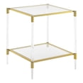 thumbnail image 2 of Royal Crest Two-Tier Acrylic Clear Glass Square End Table in Gold Chrome Finish, 2 of 5