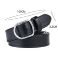 thumbnail image 5 of Unisex Square Buckle Pin Faux Leather Belt No Holes Adjustable Thin Waistband Shirt Dress Waist Strap, 5 of 7