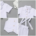 thumbnail image 6 of FYMNSI Baby Boy Baptism Clothes Suits Infant Gentleman Outfit Dress Shirt Vest Suspenders Short Pants 0-6 Months, 6 of 6