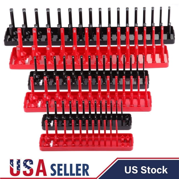 Mijaution 6pc Socket Organizer Tray Rack Holder Metric S Ae 1 4 3 8 1 2inch Socket Storage Walmart Com Walmart Com