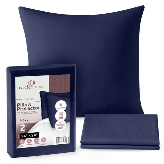 CIRCLESHOME Throw Pillow Protectors - 100% Cotton Breathable Pillowcases - 24 X 24 Square Pillowcases - Protects Pillows from Dirt, Dust and Debris (Square Pillow - 2 Pack- 24x24)