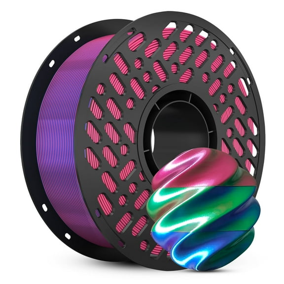 CaiLab Tri-Color PLA Silk 3D Printer Filament, 1.75mm, for Bambu FDM Printing, 2.2lbs(1KG) Spool,Red&Green&Blue