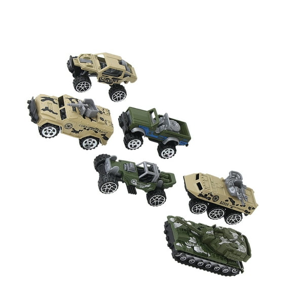 WEUVEB Toy Trucks Diecast 6Pcs Army Cars Toys Hand Eye Coordination Improvement Zinc Alloy Abs 7*3.5*3.7Cm