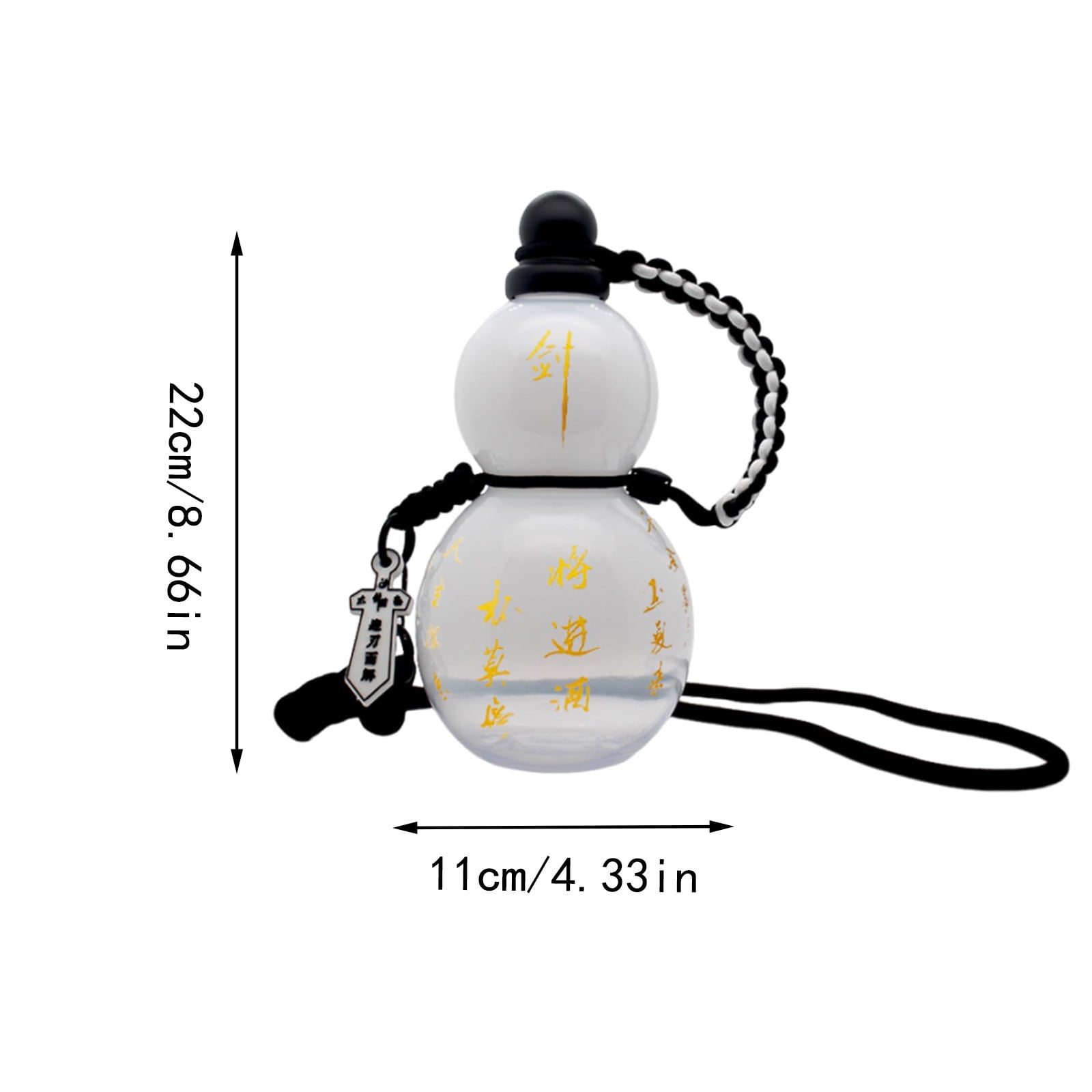Glass Bottle Gourd Style Water Bottle 28oz with Strap Clear Flask Leak Proof Screw Top Reusable Sports Jug Includes Brush Charm DIY Sticker