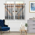 thumbnail image 2 of Wooden Barn Kitchen Curtains - Vintage Farmhouse Short Cafe Curtains for Bathroom Living Room Decor Tier Curtains Printed Rod Pocket Window Drapes 36 Inches Length 2 Panel Set, 2 of 5