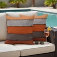 thumbnail image 4 of Orange Wooden Outdoor Waterproof Pillow Covers, Grey Stripe Gradient Country Rustic Grain Decorative Square Throw Pillowcase Sofa Cushion Sham for Patio/Couch/Chair, 18"x18" 2 Pack, 4 of 8