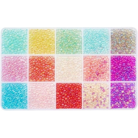 195g 1~3mm Glass Beads No Hole Colorful Micro Beads UV Resin Beads Iridescent Water Droplets Beads Tiny Glass Beads for Resin Crafting Nail Arts - 15 Colors