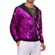 thumbnail image 4 of Chaqueta de lentejuelas INSPIRE CHIC para hombres, de manga larga, con cremallera, chaqueta con lentejuelas brillantes metálicas, color morado, 4 of 5