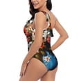 thumbnail image 6 of Daiia Elegant Floral Vase Painting Women's One Piece Swimsuits Personalized One Shoulder Swimwear Asymmetric Ruffle Bathing Suits-X-Large, 6 of 8