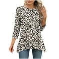 thumbnail image 2 of JTZGDY 3/4 Sleeve Boho Floral Tunic Tops for Women Loose Fit Dressy Casual Irregular Hem Blouse Trendy Crewneck Flowy Graphic T-Shirts to Wear with Leggings Khaki#02 XL, 2 of 8