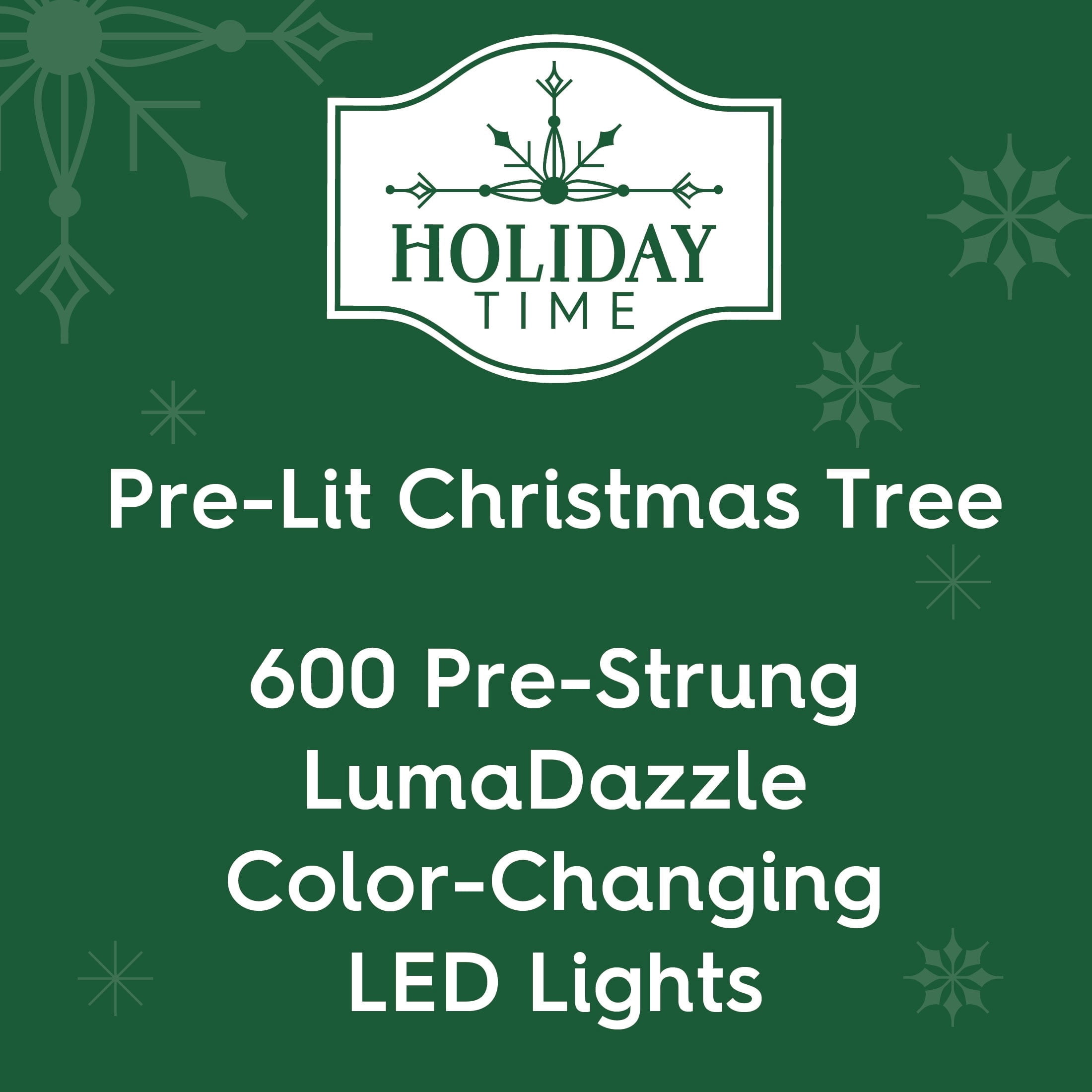 7.5' Pre-Lit Aspen Pine Snow-Flocked Green Artificial Christmas Tree with LumaDazzle Color-Changing Twinkle LED Lights, Quick Set, and Stand, by Holiday Time