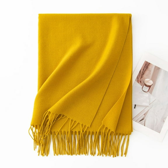 suxuMhao Tassel Scarf, 1 Pack Golden Knit Scarf - 78.74×26.77IN Warm Winter Scarf, Long Solid Color Simple Scarf, Soft Warm Shawl wraps for Cold Weather, Fashion Tassel Scarfs for Daily Wear