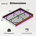 thumbnail image 5 of HSUNNS Queen Floating Bed Frame with LED Lights, Fluted Mid Century Modern Floating Platform Bed with Heavy Duty Metal Slats, No Box Spring Needed (Walnut, Queen), 5 of 9