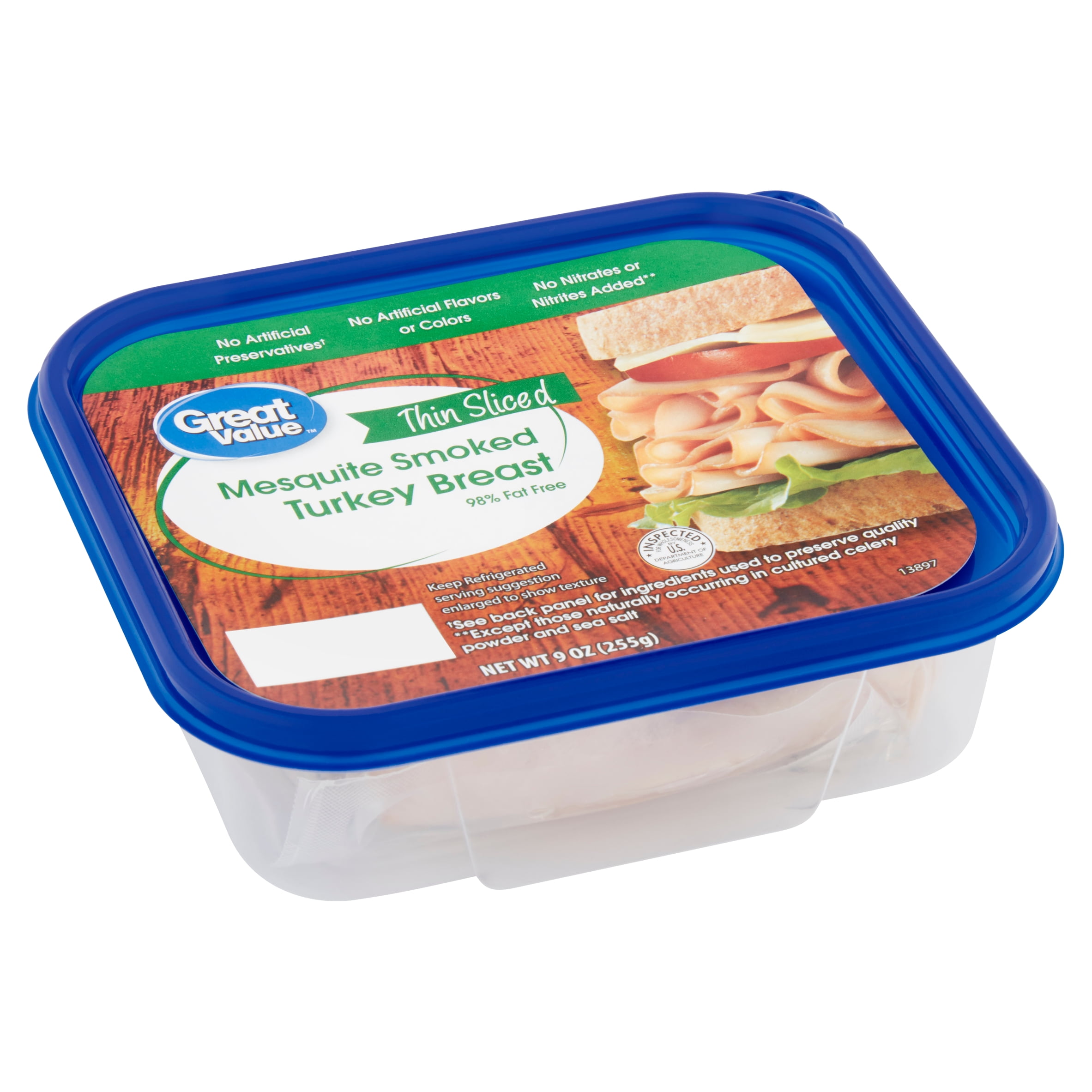 Great Value Mesquite Smoked Turkey Breast Lunchmeat, 9 oz Plastic Tub