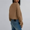 thumbnail image 4 of Women's Cropped Sweatshirt Casual Long Sleeve Crop Top Crew Neck Oversized Sweatshirt Khaki S, 4 of 5