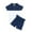 Blue, variant on Spring Summer Girls Boys Solid Color Outfits, Kids Threaded Round Neck Short Sleeve Shorts Two-Piece Set Blue 70