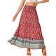 thumbnail image 1 of Faldas Boho para Mujeres INSPIRE CHIC con Estampado Floral, Faldas Maxi Casual de Cintura Elástica para Primavera Verano XS Rojo, 1 of 6