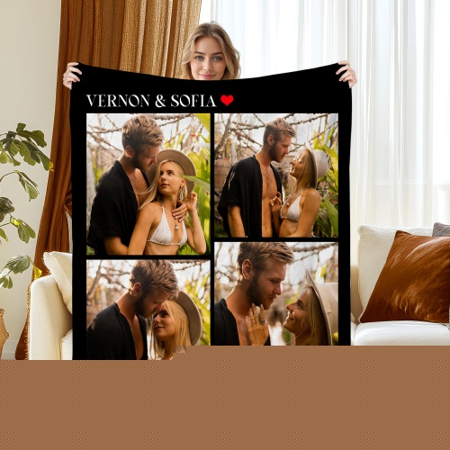 Style4, variant on Custom Blanket with Photos, Personalized Text Customized Blanket for Valentine's Day, Gift for Father Mother's Day, Christmas,30"x40"