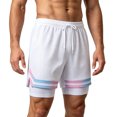 thumbnail image 3 of QIYAGBSA Basketball Shorts for Men 2 in 1 Mesh with Compression Liner Drawstring Elastic Waist Side Pockets Dolphin Hem Lightweight Gym Training Summer, 3 of 5