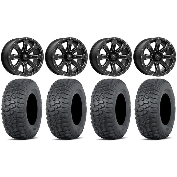 MSA Bounty 14" Wheels Black 28" Terra Hook Tires Can-Am Commander Maverick Renegade Outlander Defender