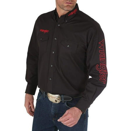 Wrangler Men's Long Sleeve Western Logo Button Shirt, Black, X-Large |  Walmart Canada