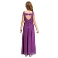 thumbnail image 2 of Sholeno Robe Maxi Plissée en Chiffon pour Filles Juniors, Robe de Demoiselle d'Honneur Sans Manches Perlée pour Danse Bal Fête Violette 8, 2 of 7