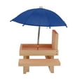 thumbnail image 4 of Table Mangeoire Écureuil en Bois de Pin avec Parasol, Structure Robuste et 2 Bancs pour Jardin Extérieur, 4 of 8