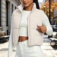 thumbnail image 4 of Smupbvky Cropped Vest for Women Zip Up Sleeveless Quilted Jacket Lightweight Mock Neck Winter Outerwear for Layering (M, Beige), 4 of 7