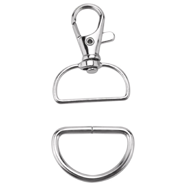 60Pcs Swivel Snap Hooks And D Rings For Lanyard And Sewing Projects (1 inch Inside Width)
