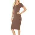 thumbnail image 3 of Womens Short Sleeve Bodycon Fitted Knee Length Midi Dress, 3 of 7